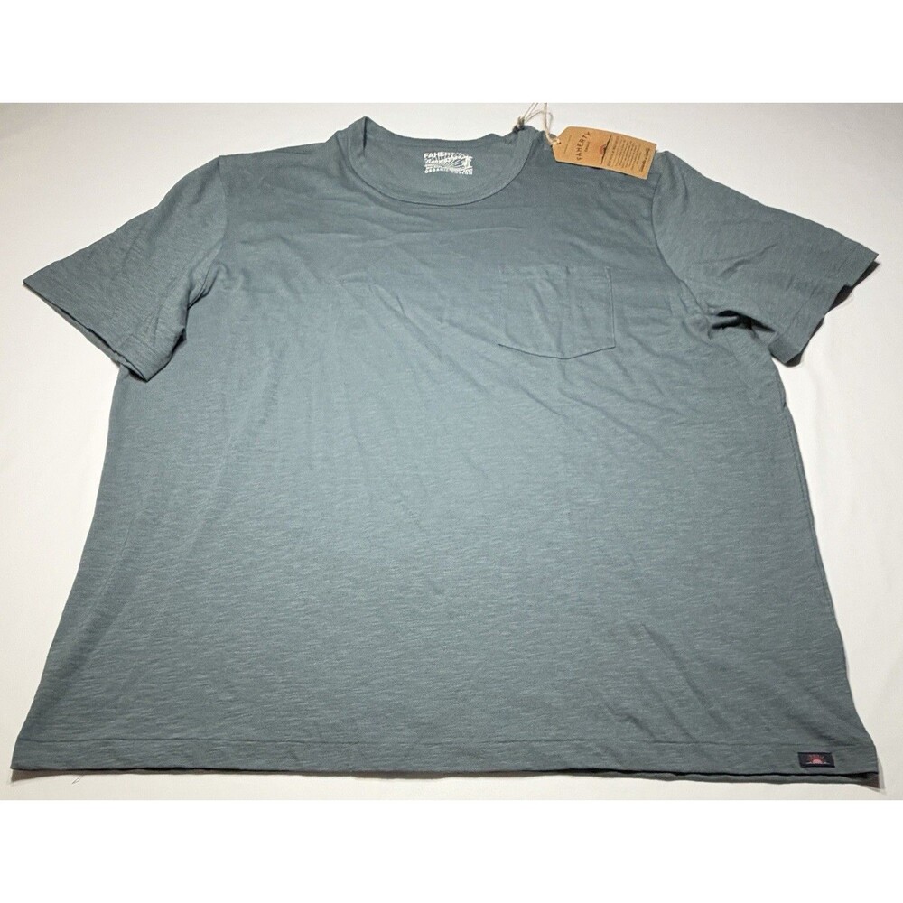 Faherty Sunwashed Organic Cotton Short Sleeve Shirt Pocket Mens XXL 2XL NWT New